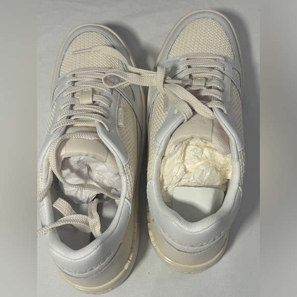 Coach Shoes Clip Court Sneaker Mens Tennis Shoes Chalk Optic White Sz 8 NEW - Picture 8 of 12